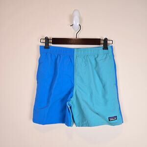 Patagonia Kids Size L/12 Baggies Shorts 5" Lined Harlequin Subtidal Blue 67036